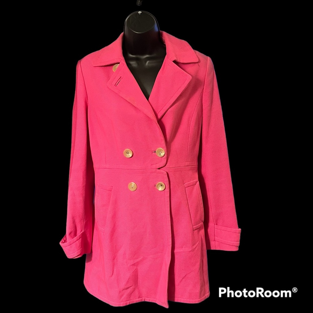 Hot pink Banana Republic double breasted pea coat